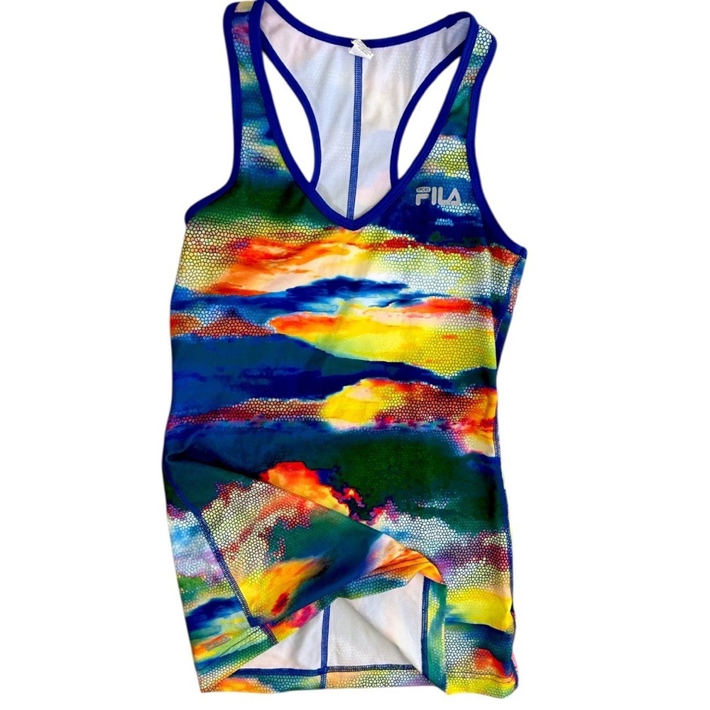 FILA Women's Rainbow Color Splash Active Racerback Athletic Tank Top Size XS